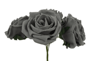 Large Cottage Foam Rose 8cm x 5 Heads Grey-0