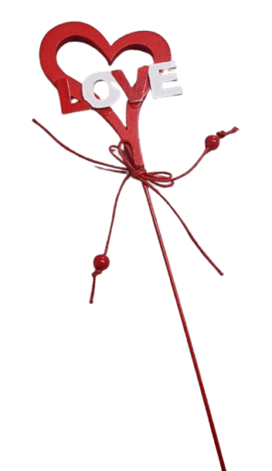 Pack Of 8 Wooden Hearts On Stick Red 29cm-0