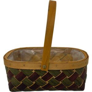Green & Burgundy Trug 28 x 21 x 10cm-0