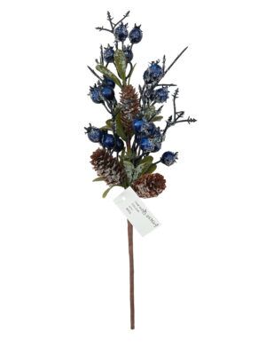 Glittered Blueberry And Pine Cone Pick
