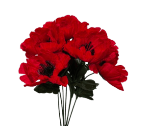 Artificial Poppy Bush Red 32cm